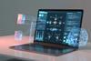 Laptop displaying an AI agent interface connecting multiple data sources and digital tools.