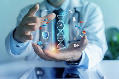 Close-up,Of,A,Doctor,Presenting,An,Ai,Dna,Hologram,With