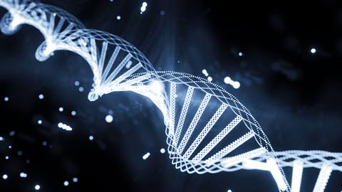 Glowing,Dna,Rotates,In,Space.,Design.,Dna,Spiral,Rotates,And