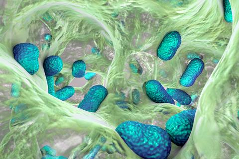 Biofilm,Of,Bacterium,Acinetobacter,Baumannii,,3d,Illustration.,Acinetobacter,Is,Antibiotic