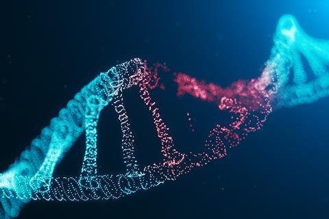 3d,Illustration,Virus,Dna,Molecule,,Structure.,Concept,Destroyed,Code,Human