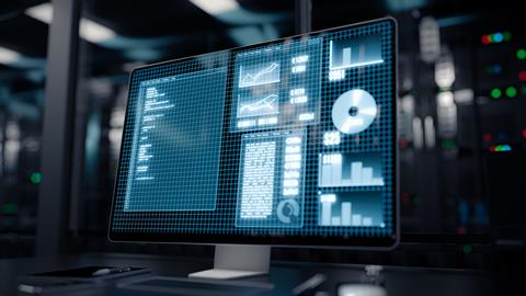 Scientific,Computer,In,A,Laboratory,With,Displayed,Charts,And,Programming