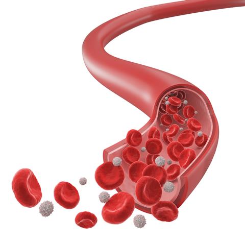 Blood,Vessel,With,Flowing,Red,Blood,And,White,Blood,Cells,