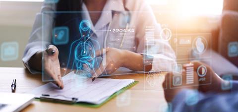 Doctor,Working,Office,Research,Studying,Heart,Disease,Illness,,Using,Modern