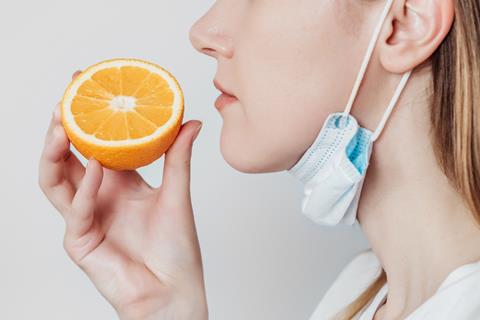 Loss,Of,Smell,Concept.,Caucasian,Young,Woman,In,A,Medical