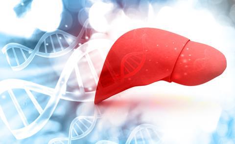 Human,Liver,Anatomy,With,Dna,Structure,,3d,Render.,3d,Render